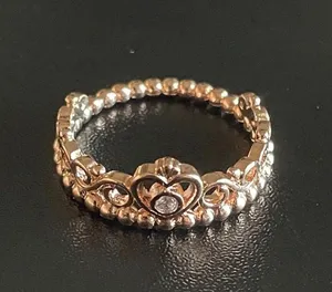 Rose Gold Heart Crown Ring Size 8 thumbnail 1