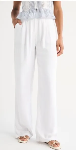 Abercrombie A&F Sloane Linen Blend Tailored Wide Leg Pants White Size 27 4R thumbnail 1