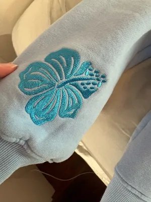 Pink Palm Puff Hoodie Blue thumbnail 6