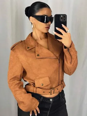 NWOT Classic Tan Suede Biker Jacket - Women thumbnail 1
