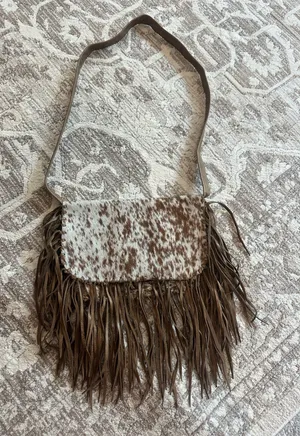 Cowhide Crossbody Purse Brown thumbnail 1