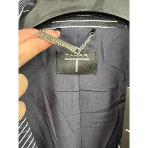 T TAHARI Blazer Size 14 Navy Striped Notched Lapel Jacket Pearl Buttons NEW thumbnail 7