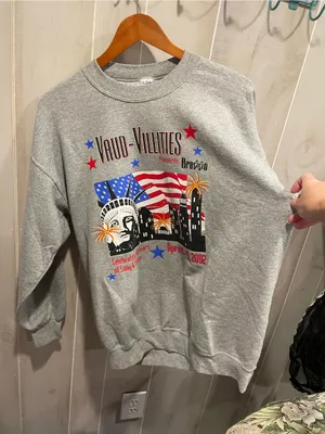 Gym gray Y2K distressed sweatshirt NY theater Vaud-Villities music nostalgia thumbnail 10