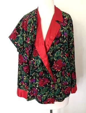 Vintage Victorias Secret Gold Label 90s Satin Floral Pajamas Set Sz M (Flaws) thumbnail 1
