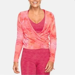 Outdoor Voices Tissue Wrap top in bright pink tie dye. New with tags. Size Large thumbnail 3