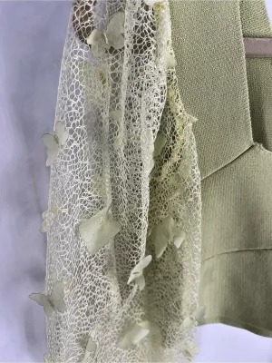 Free People Flutter By Crop Butterfly Sleeve Top Lemon L NWT thumbnail 6