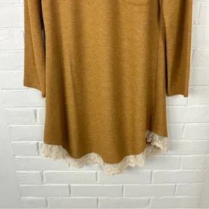 LOGO Lori Goldstein Waffle Knit Crotchet Trim Top Size XS thumbnail 4