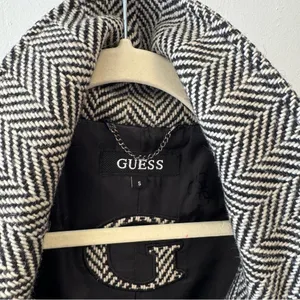 Guess Women’s Wool‎ Blend Herringbone Tailored Double Breasted Pea Coat Gray Sm thumbnail 8