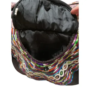 Handmade Metallic Embroidered Festival Bucket Shoulder Bag thumbnail 3