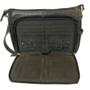 Vintage Fossil Black Leather Shoulder Bag thumbnail 3