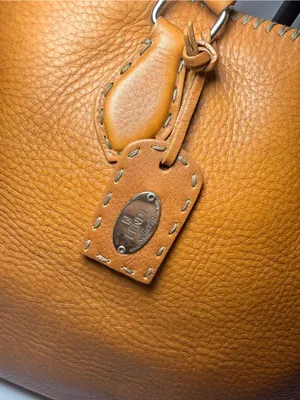 Vintage Fendi Selleria Pebbled Leather Satchel – Cognac Brown thumbnail 3