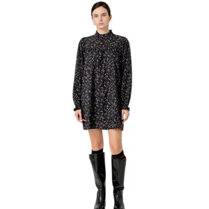 English Factory Floral Button Detail Mini Dress Black Size S thumbnail 2