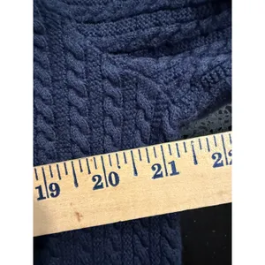 Ralph Lauren Polo Golf Navy Blue Cable Knit Turtleneck Cotton Sweater Large thumbnail 5