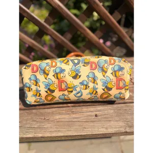 Dooney & Bourke Bumble Bee Print Coated Canvas Tote Bag Tan Leather Trim thumbnail 6