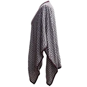 Ann Taylor OS Houndstooth Knit Purple‎ Poncho Wrap Shawl Cardigan Wedding Fall thumbnail 3