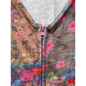 Natural Life Floral Soft Fleece Pajama Jumpsuit Large Zip-up Boho Cozy Colorful thumbnail 14