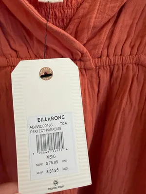 NWT Billabong Perfect Paradise Puff Sleeve Terracotta Mini Dress XS thumbnail 6