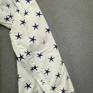 Frank & Eileen Barry White Navy Blue Star Print Cotton Button Down Shirt Small thumbnail 7
