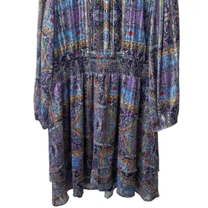 NWOT Skies are blue Paisley‎ Motif Tinsel Smocked Mini Dress Event Whimsical 2X thumbnail 7