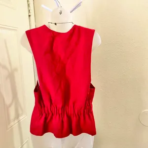 Whimsigoth Grunge Western Whimsygoth Red black floral embroidered fitted vest sleeveless jacket button front-Size M Made in USA #vintage thumbnail 4