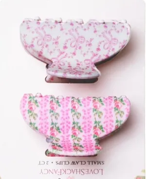 NWT LoveShackFancy x Goody Blooming Heirloom Small Claw Clip Strawberry Macaroon thumbnail 1
