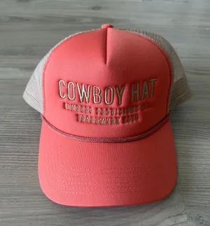 Free People Cowboy Hat Trucker Cap in Coral and Cream thumbnail 1