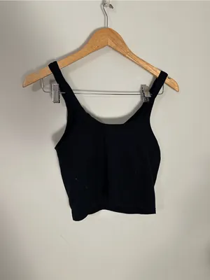 Quince Ultra-Form V-Neck Cropped Tank black small thumbnail 4