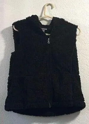 J.Crew faux Fur vest Black Shaggy full zip Small thumbnail 1