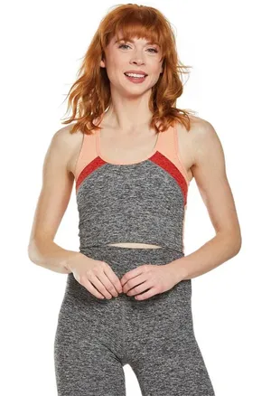 Beyond Yoga Tank Top Crop Peach Grey Colorblock Active Gym Womens Medium thumbnail 1