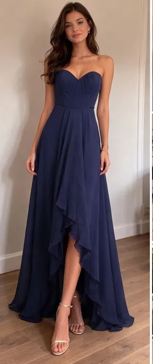 David's Bridal Navy Blue Dress thumbnail 1