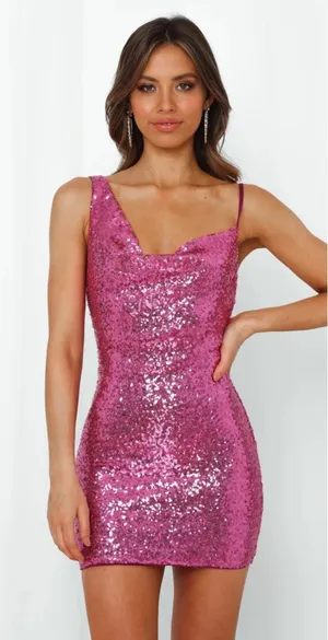 Hello Molly Citadel Skies‎ Sequin Mini Dress Fuchsia Purple Pink Size US 6 thumbnail 1