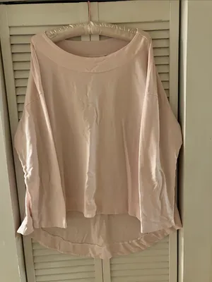 Bryn Walker Bamboo Blend Pink Boat Neck Oversized Top Size XL thumbnail 1