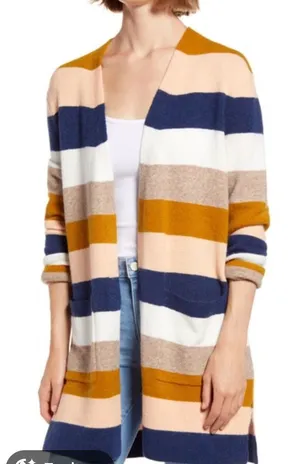 Madewell Kent Cardigan Sweater Womens Medium M Stripe Wool Alpaca Blend M3105 thumbnail 1