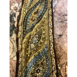 Vintage Talbot's Silk Scarf - Fringed, Green Brown Paisley, 61 inches long thumbnail 2
