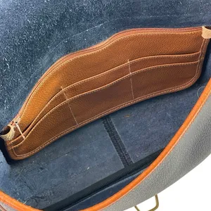 Vintage Dooney & Bourke Women's Blue Pebbled Leather Crossbody Saddle Handbag OS thumbnail 6