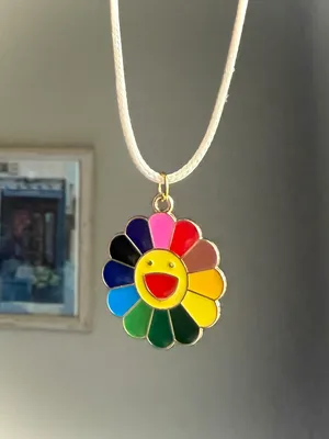 Handmade rainbow sunflower unisex Kawaii y2k harajuku style necklace🌻🌈❤️ thumbnail 6