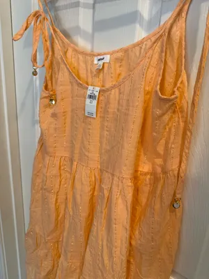 aerie Peach Textured Tiered Mini Sundress thumbnail 5