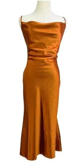 Meshki Tabitha Cowl Neck Midi Dress Burnt Orange thumbnail 1