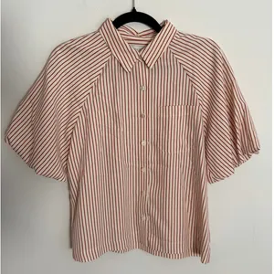 Greylin Red and cream Striped Button down top size small thumbnail 1