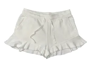 Nation LTD Women’s Size M White Ruffle Hem Drawstring French Terry Shorts thumbnail 1