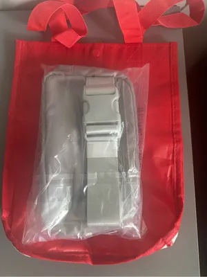 lululemon light grey travel pouch with red packing sleeve thumbnail 5