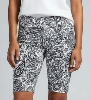 G GRADUAL Biker Shorts Women Large Black Paisley Pockets Yoga Activewear Workout thumbnail 1