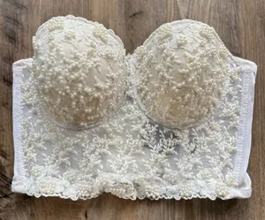 Windsor Bralette Ivory Beaded Padded Underwire‎ Size XS Fairy Romantic Coquette thumbnail 1