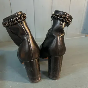 Coach Black Leather Ankle Boots with Chain Detail | Size 7 thumbnail 3