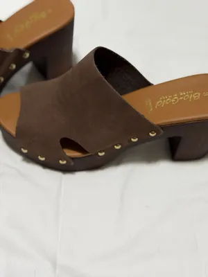 Bio-Gold Made in Italy Brown Leather Studded Platform Clogs thumbnail 4