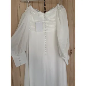 NWT Lulus Adorna White Off-the-Shoulder Maxi Dress Bridal Bride Wedding Size M thumbnail 7
