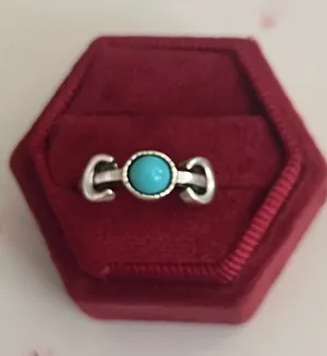 Stainless Steel Silver Bohemian Design Faux Turquoise Statement Ring Size 7 thumbnail 1