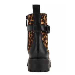 Karl Lagerfeld Paris Women Animal Print Maeva Buckled Combat Booties Size 6.5 thumbnail 3