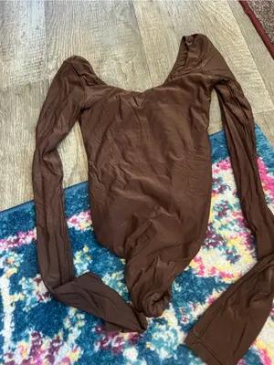 Aerie smootheez Women's Long-Sleeve Scoop Neck Bodysuit - Brown thumbnail 3