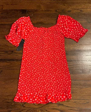 Floral Mini Summer Dress Red Size XL thumbnail 4